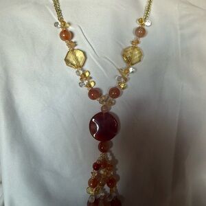 Elegant Amber Beaded Necklace